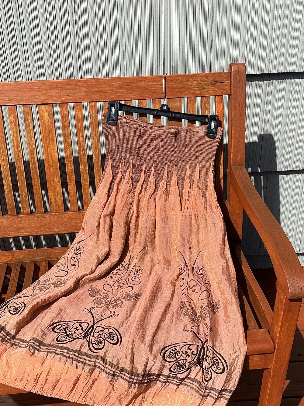 LAPIS Bohemian Peach Maxi Skirt with Butterfly Motif
